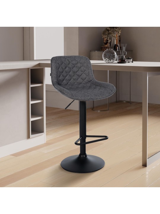 Lot de 2 tabourets de bar Kasson tissu, noir