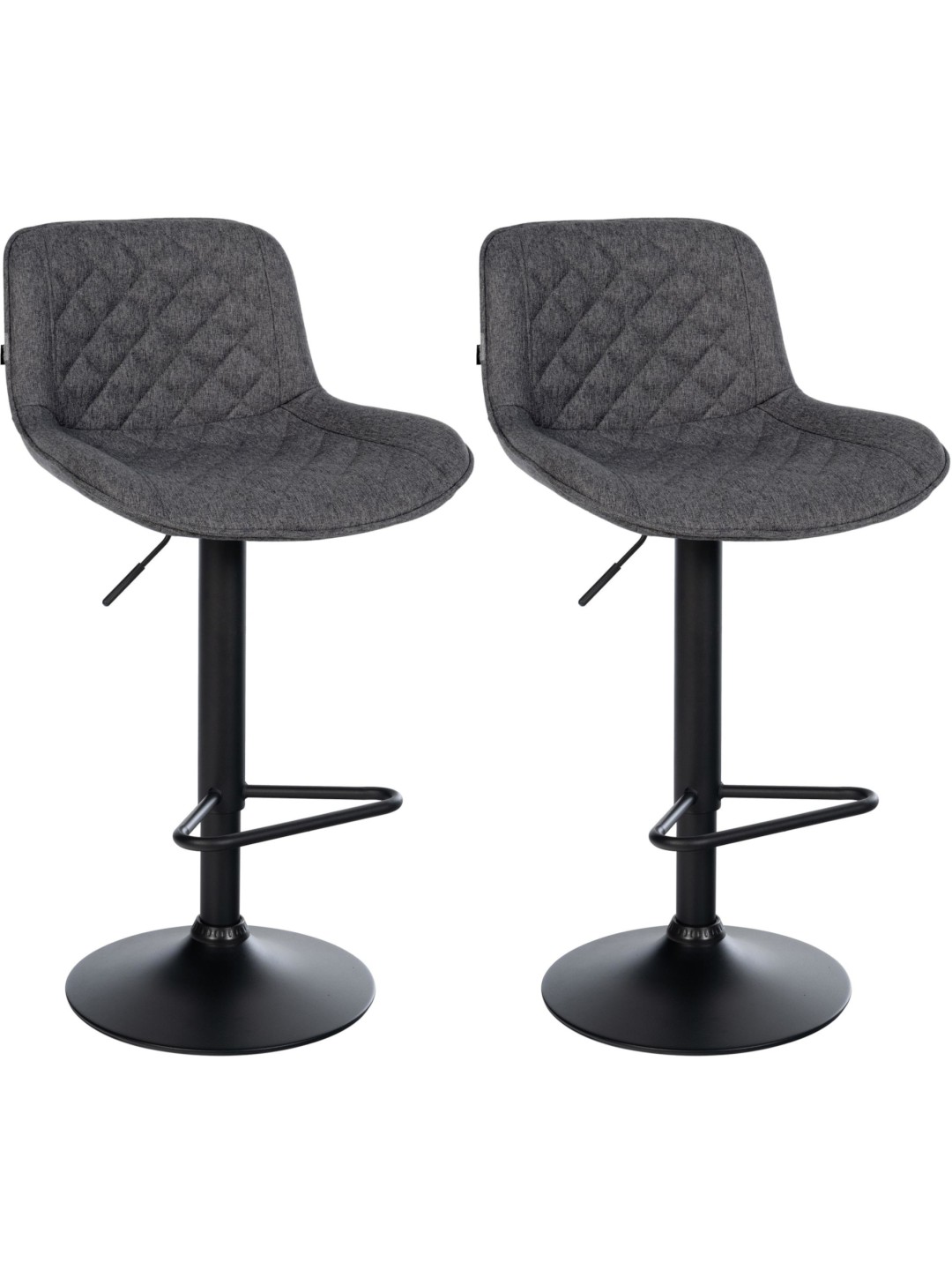 Lot de 2 tabourets de bar Kasson tissu, noir