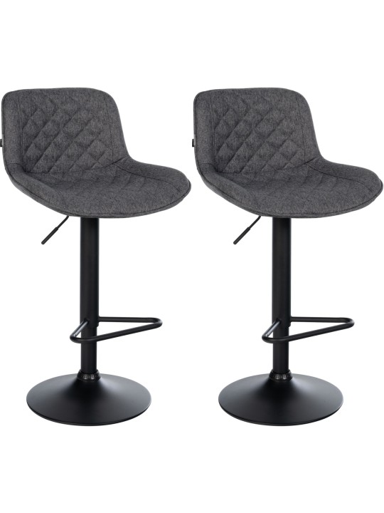 Lot de 2 tabourets de bar Kasson tissu, noir