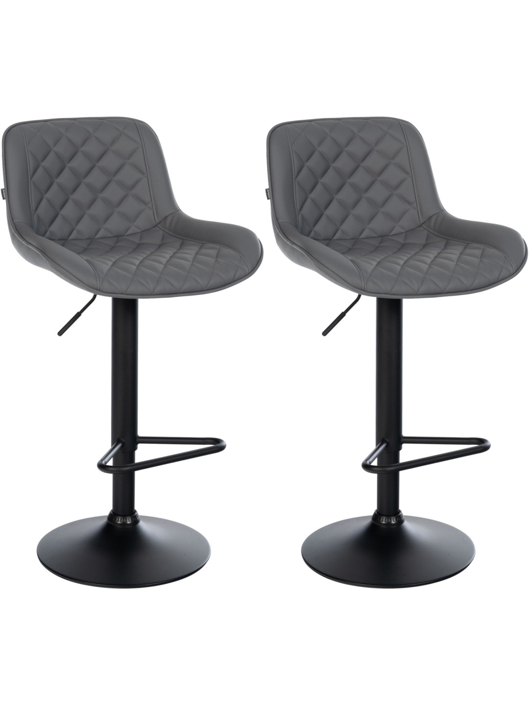 Lot de 2 tabourets de bar Kasson simili cuir, gris