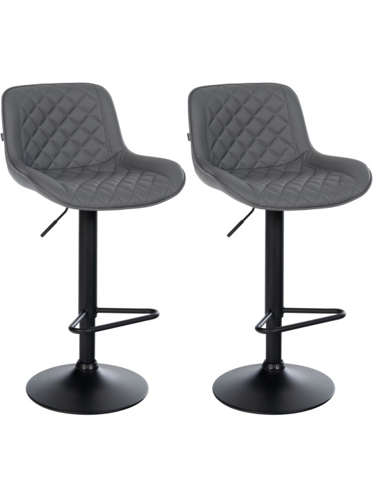 Lot de 2 tabourets de bar Kasson simili cuir, gris Lot de 2 tabourets de bar Kasson simili cuir, gris