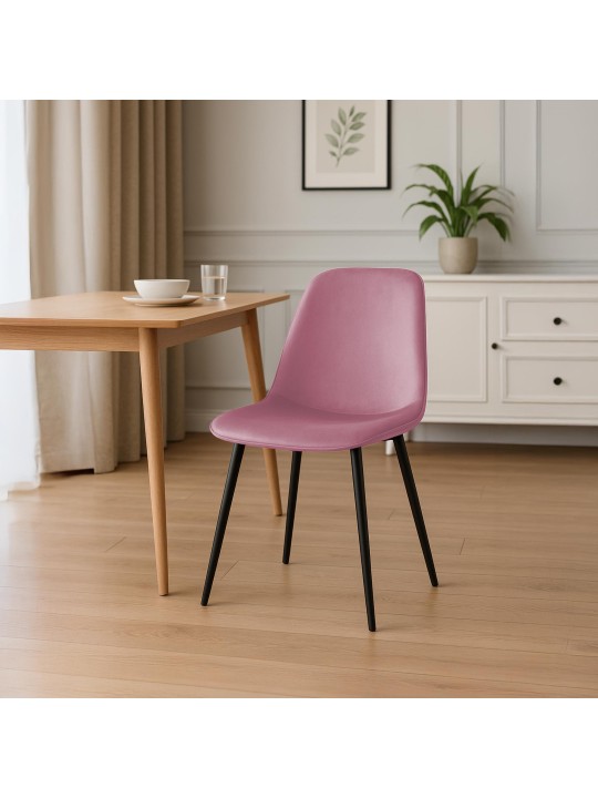 Chaise de salle à manger en velours Maryam, rose Chaise de salle à manger en velours Maryam, rose