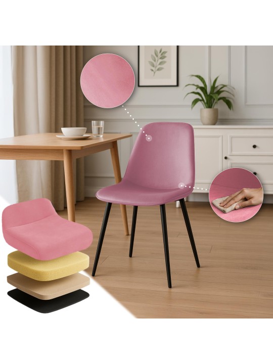 Chaise de salle à manger en velours Maryam, rose Chaise de salle à manger en velours Maryam, rose