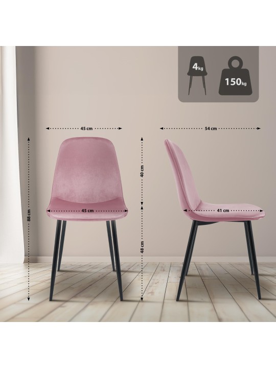 Chaise de salle à manger en velours Maryam, rose Chaise de salle à manger en velours Maryam, rose
