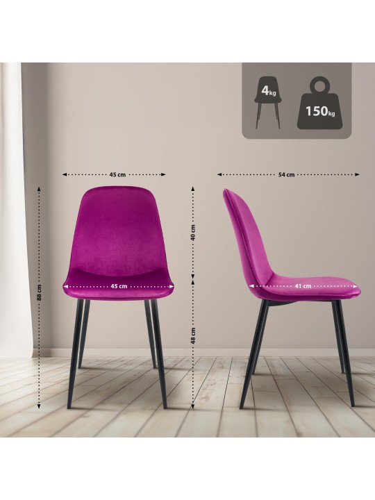 Chaise de salle à manger en velours Maryam, lilas