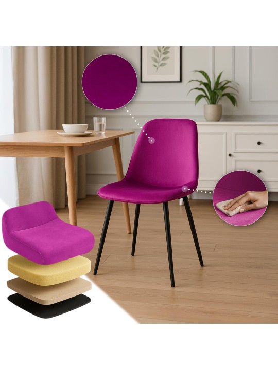 Chaise de salle à manger en velours Maryam, lilas
