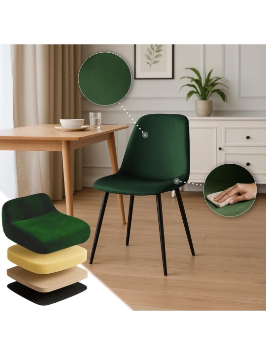 Chaise de salle à manger en velours Maryam, vert Chaise de salle à manger en velours Maryam, vert