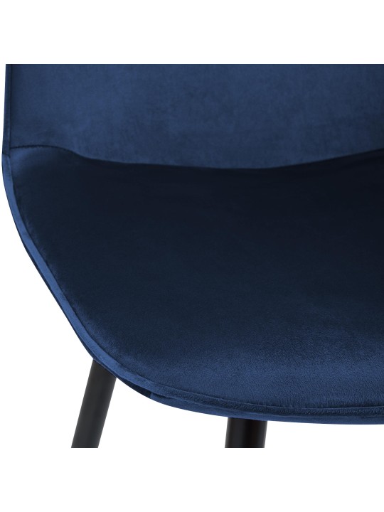 Chaise de salle à manger en velours Maryam, bleu foncé