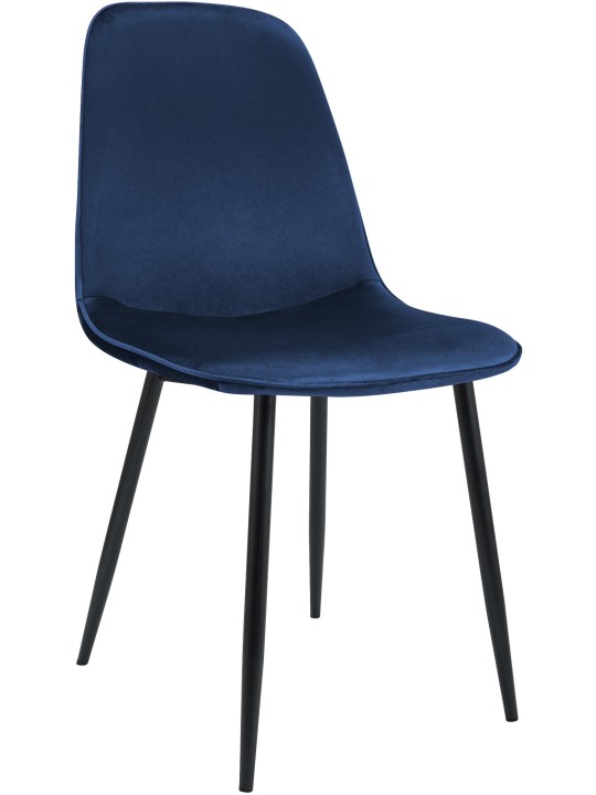 Chaise de salle à manger en velours Maryam, bleu foncé
