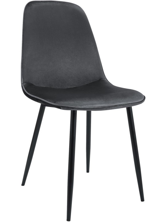Chaise de salle à manger en velours Maryam, gris foncé Chaise de salle à manger en velours Maryam, gris foncé