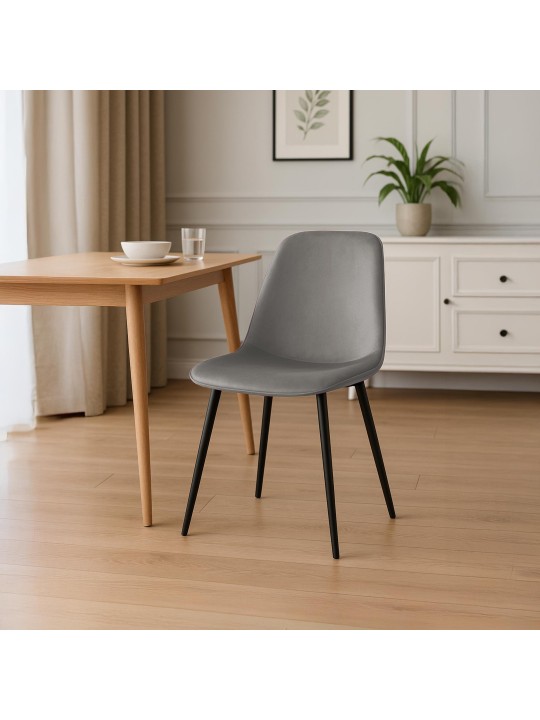 Chaise de salle à manger en velours Maryam, gris clair Chaise de salle à manger en velours Maryam, gris clair