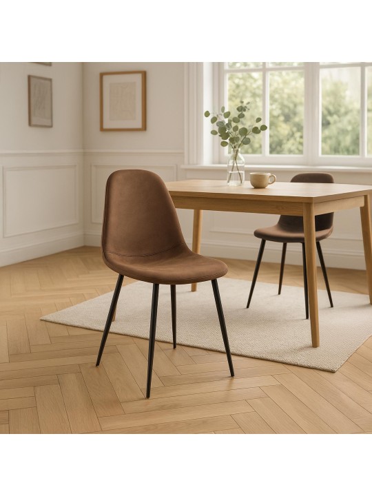 Chaise de salle à manger vintage en faux cuir Napier, brun