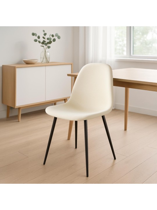 Chaise de salle à manger en velours Napier, crème Chaise de salle à manger en velours Napier, crème