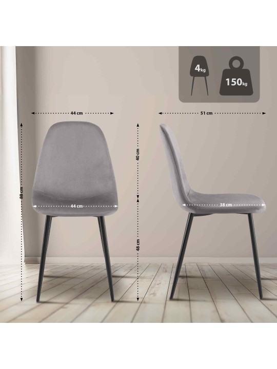 Chaise de salle à manger en velours Napier, gris Chaise de salle à manger en velours Napier, gris