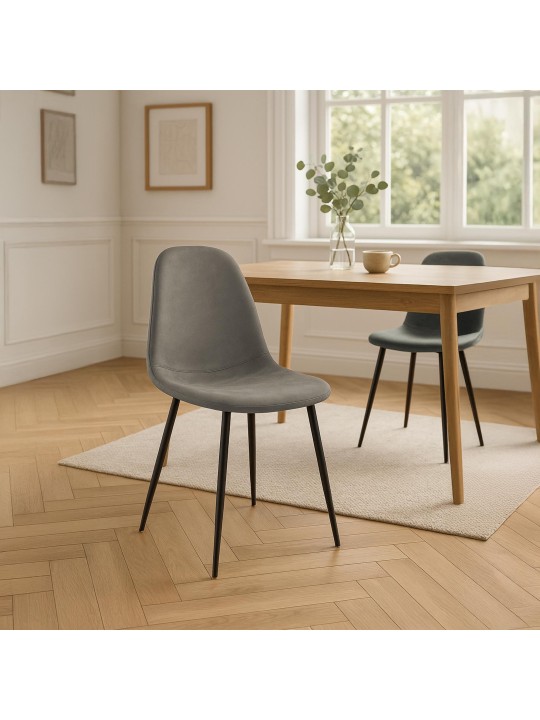 Chaise de salle à manger vintage en faux cuir Napier, gris foncé