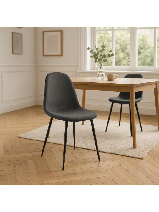 Chaise de salle à manger vintage en faux cuir Napier, noir