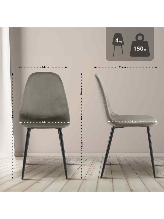 Chaise de salle à manger en velours Napier, anthracite Chaise de salle à manger en velours Napier, anthracite