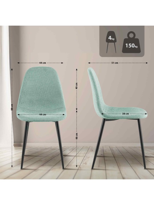 Chaise de salle à manger tissu Napier, vert clair Chaise de salle à manger tissu Napier, vert clair