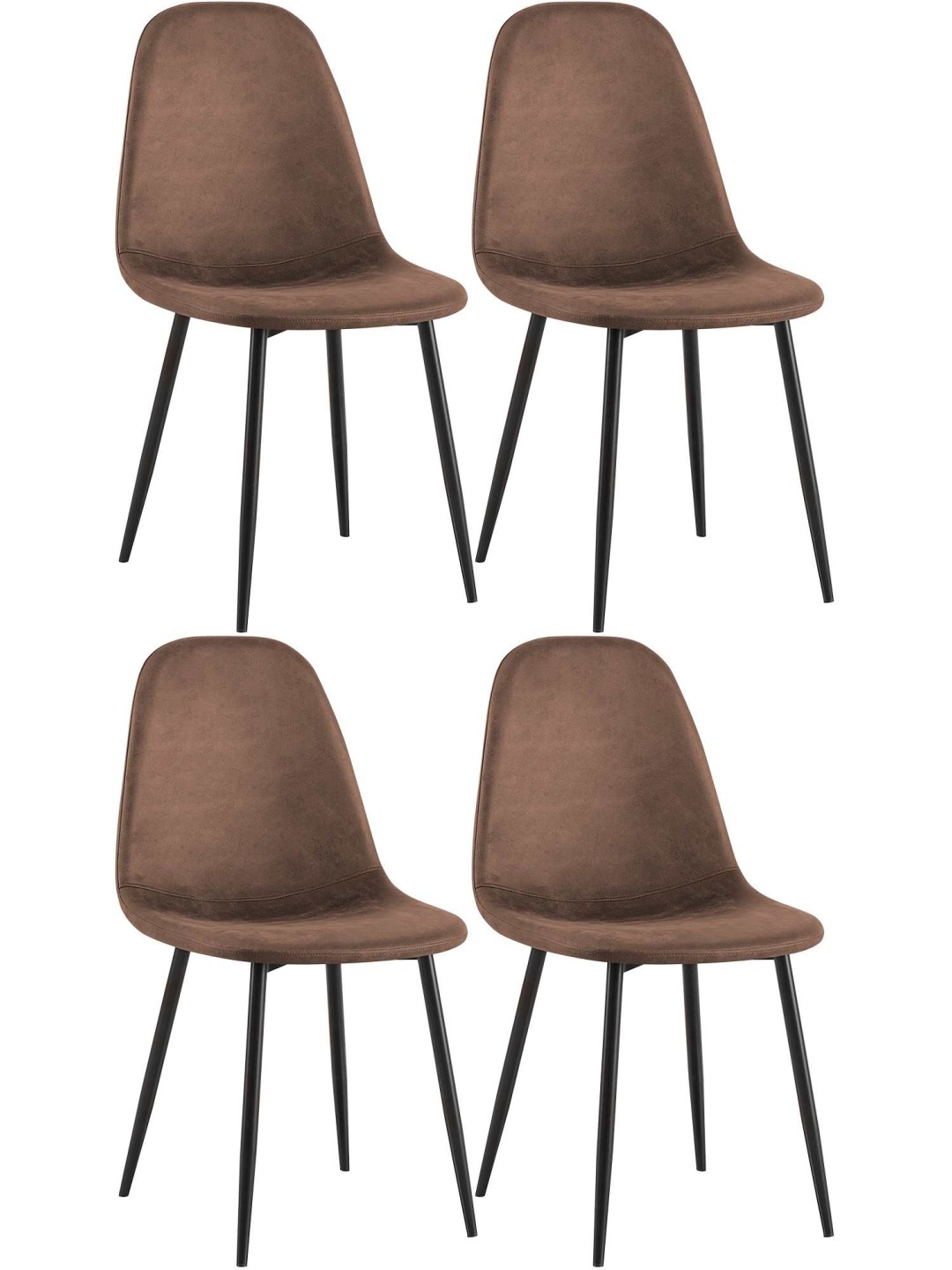 Lot de 4 chaises de salle à manger Napier simili cuir, brun