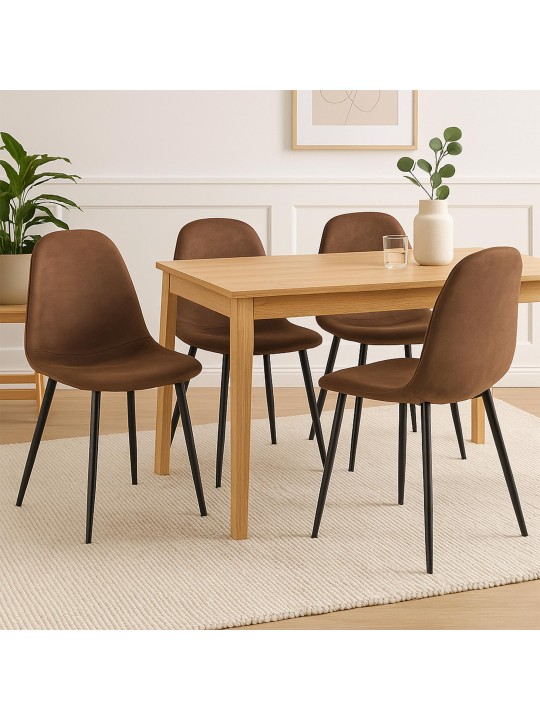 Lot de 4 chaises de salle à manger Napier simili cuir, brun