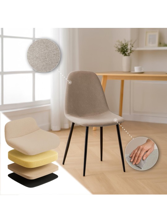 Lot de 4 chaises de salle à manger tissu Napier, crème Lot de 4 chaises de salle à manger tissu Napier, crème