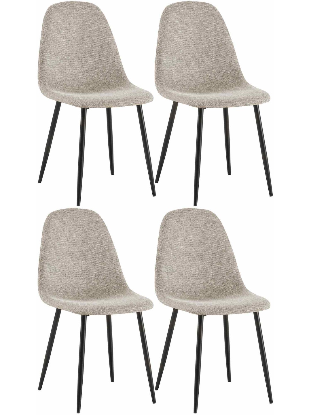 Lot de 4 chaises de salle à manger tissu Napier, crème