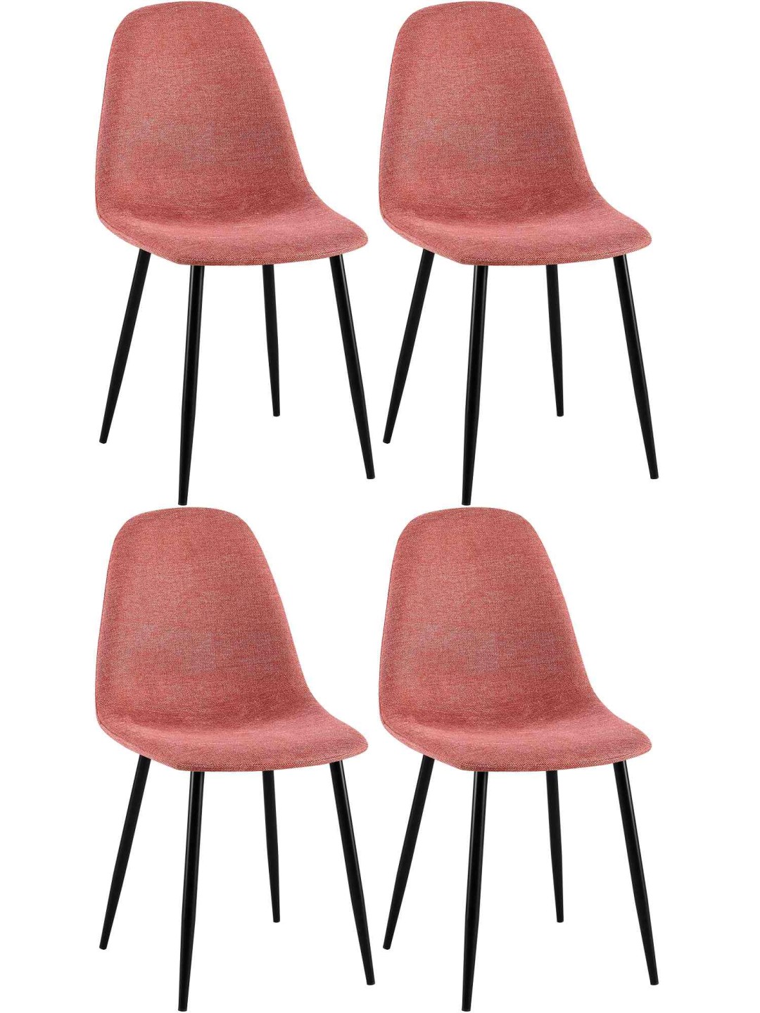 Lot de 4 chaises de salle à manger tissu Napier, orange