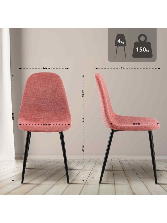 Lot de 4 chaises de salle à manger tissu Napier, orange Lot de 4 chaises de salle à manger tissu Napier, orange