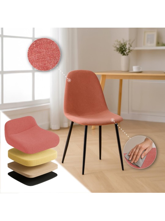 Lot de 4 chaises de salle à manger tissu Napier, orange Lot de 4 chaises de salle à manger tissu Napier, orange