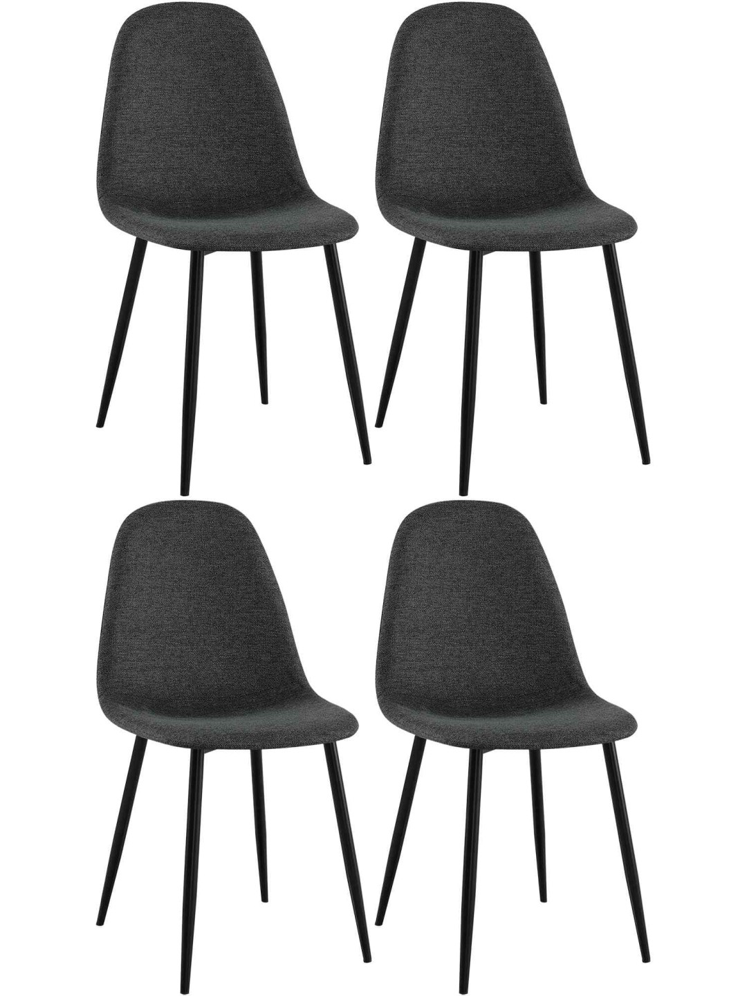 Lot de 4 chaises de salle à manger tissu Napier, noir