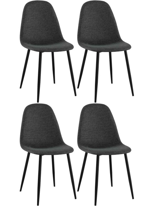 Lot de 4 chaises de salle à manger tissu Napier, noir Lot de 4 chaises de salle à manger tissu Napier, noir