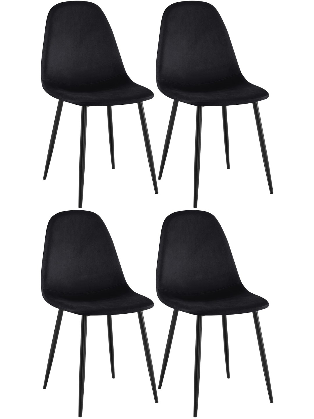 Lot de 4 chaises de salle à manger velours Napier, noir