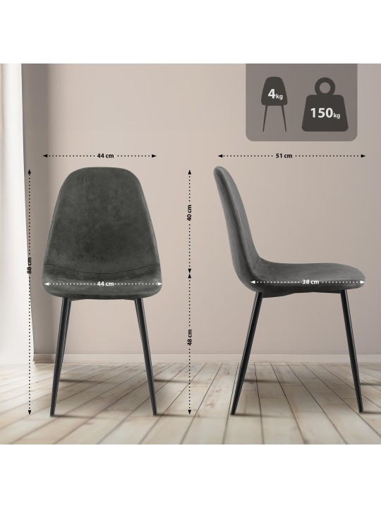 Lot de 4 chaises de salle à manger Napier simili cuir, noir