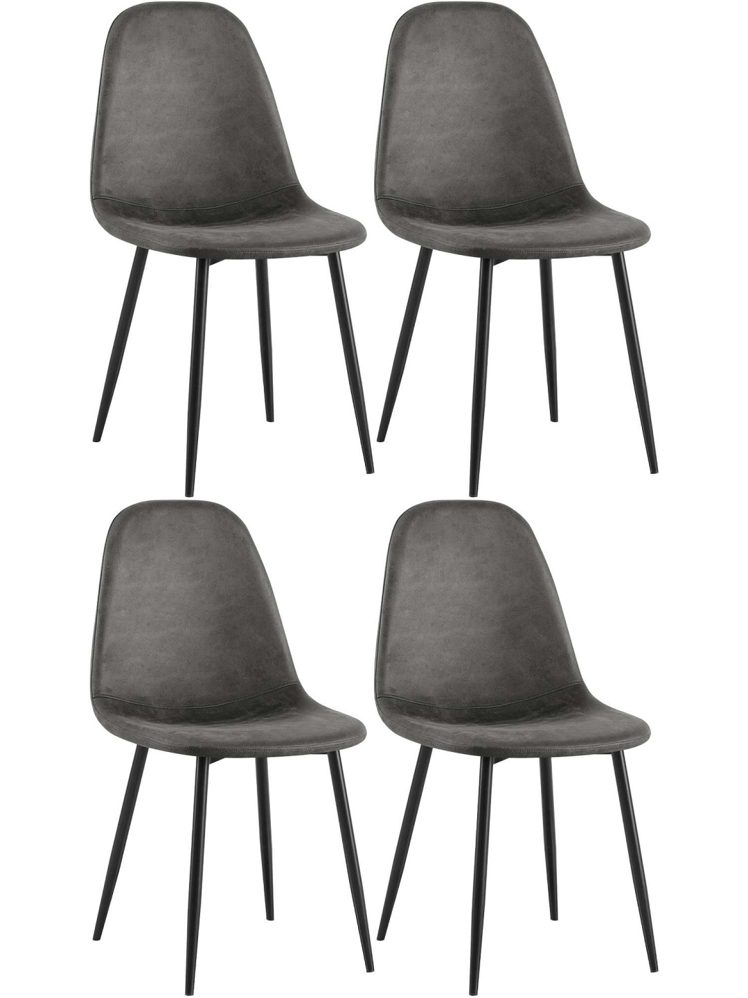 Lot de 4 chaises de salle à manger Napier simili cuir, noir