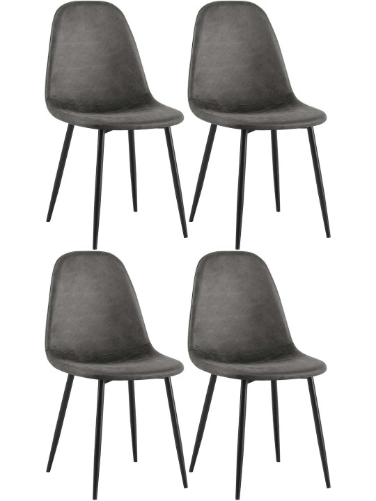 Lot de 4 chaises de salle à manger Napier simili cuir, noir
