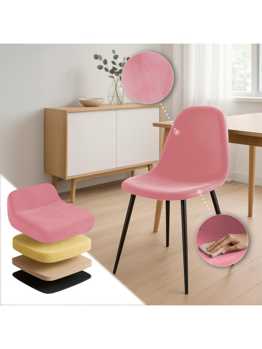 Lot de 4 chaises de salle à manger velours Napier, rose Lot de 4 chaises de salle à manger velours Napier, rose