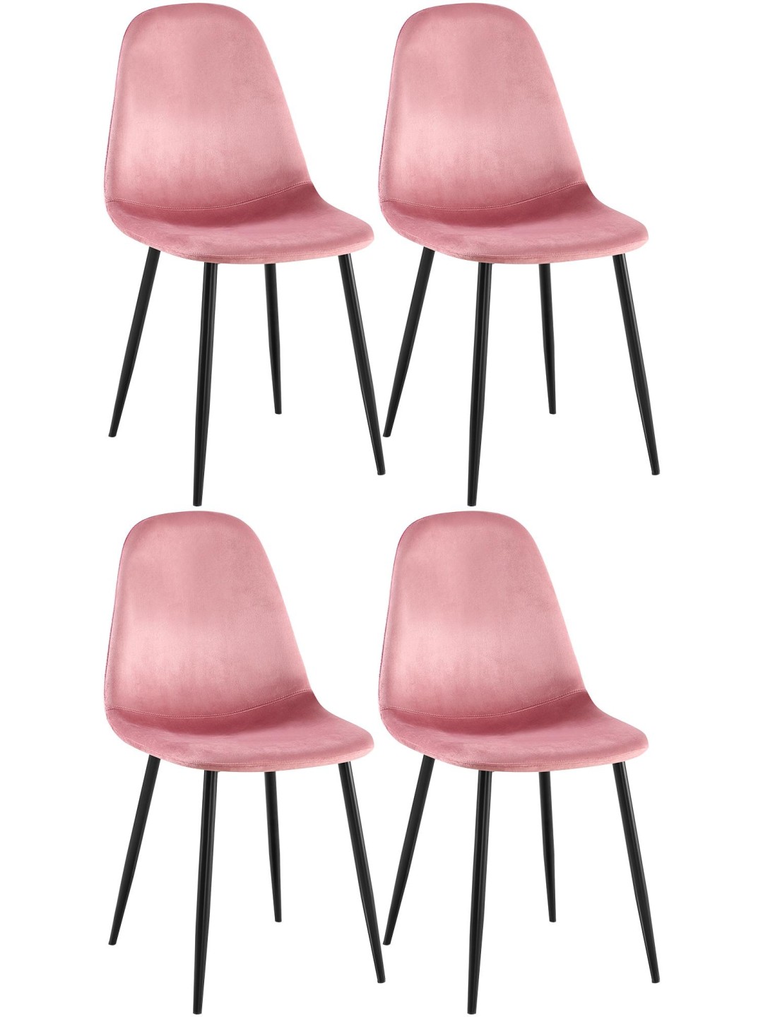 Lot de 4 chaises de salle à manger velours Napier, rose