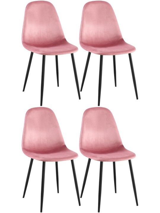 Lot de 4 chaises de salle à manger velours Napier, rose Lot de 4 chaises de salle à manger velours Napier, rose