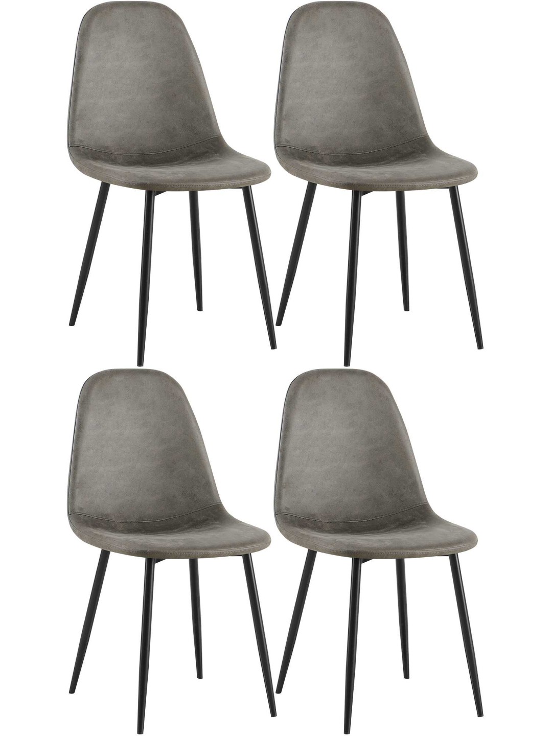 Lot de 4 chaises de salle à manger Napier simili cuir, gris foncé