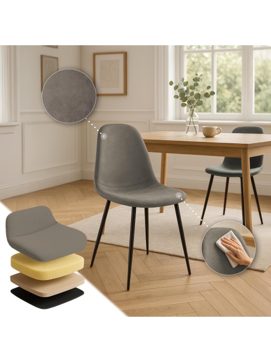 Lot de 4 chaises de salle à manger Napier simili cuir, gris foncé