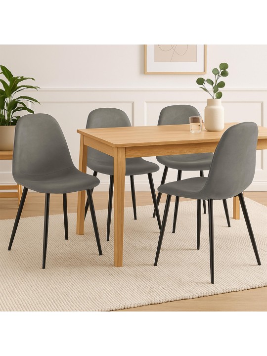 Lot de 4 chaises de salle à manger Napier simili cuir, gris foncé