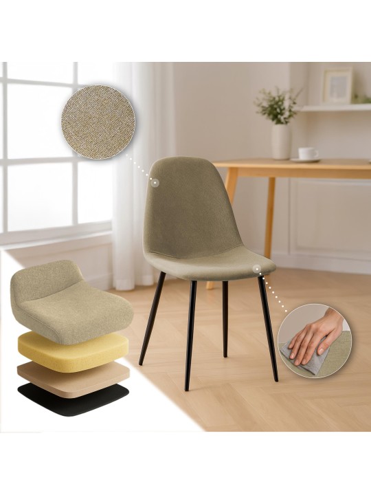 Lot de 4 chaises de salle à manger tissu Napier, taupe Lot de 4 chaises de salle à manger tissu Napier, taupe