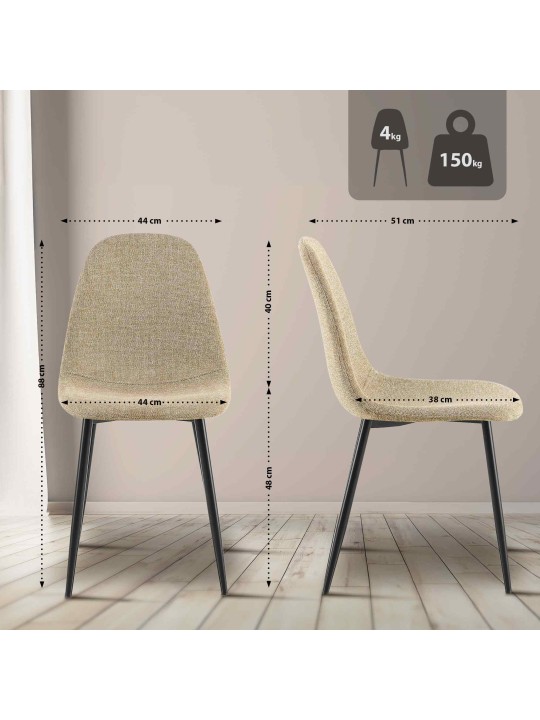 Lot de 4 chaises de salle à manger tissu Napier, taupe Lot de 4 chaises de salle à manger tissu Napier, taupe