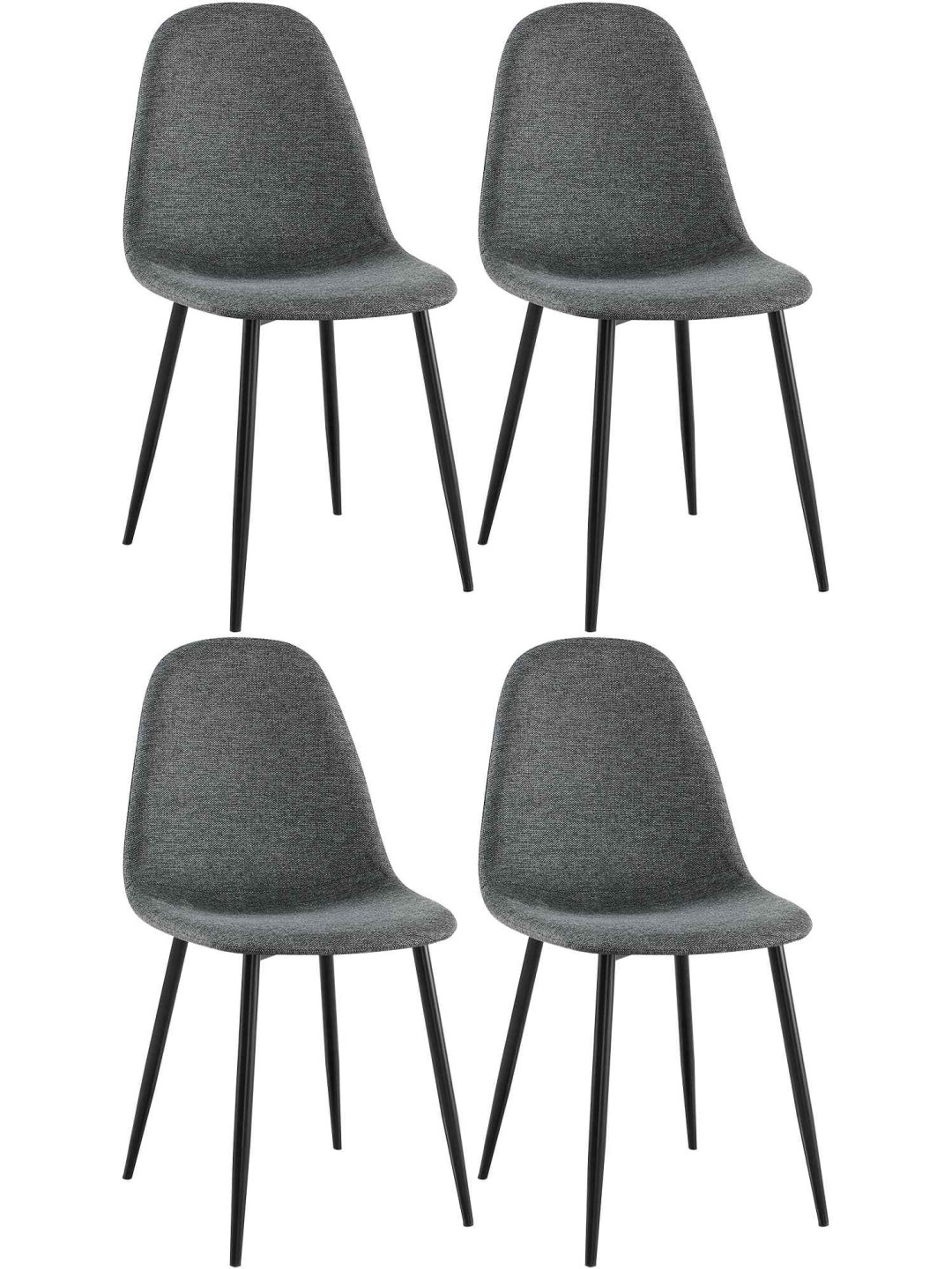 Lot de 4 chaises de salle à manger tissu Napier, gris