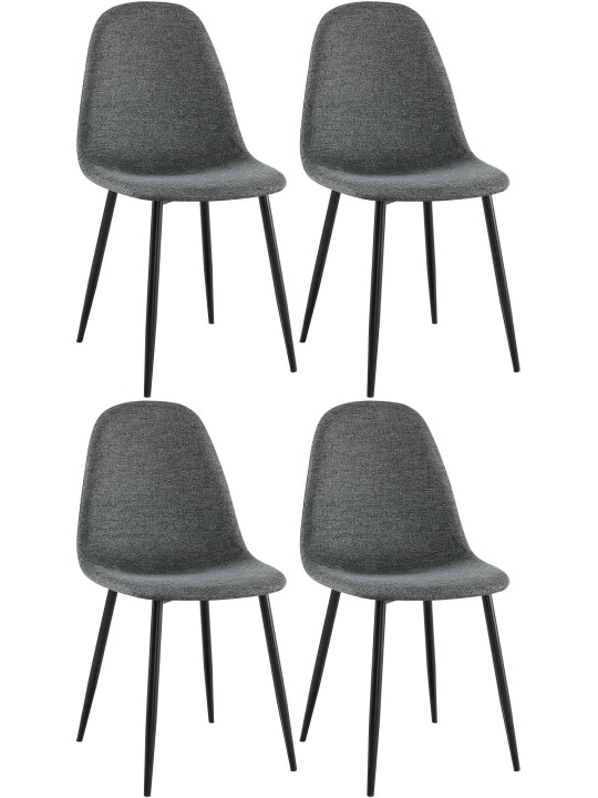 Lot de 4 chaises de salle à manger tissu Napier, gris Lot de 4 chaises de salle à manger tissu Napier, gris