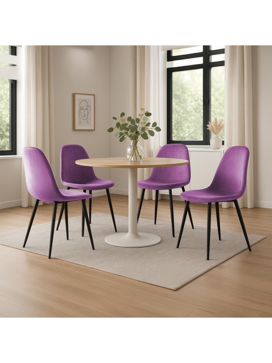 Lot de 4 chaises de salle à manger velours Napier, lilas Lot de 4 chaises de salle à manger velours Napier, lilas