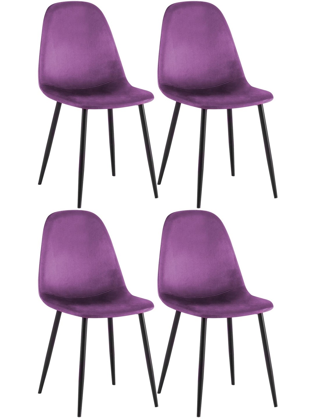 Lot de 4 chaises de salle à manger velours Napier, lilas