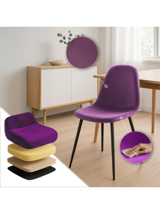 Lot de 4 chaises de salle à manger velours Napier, lilas Lot de 4 chaises de salle à manger velours Napier, lilas