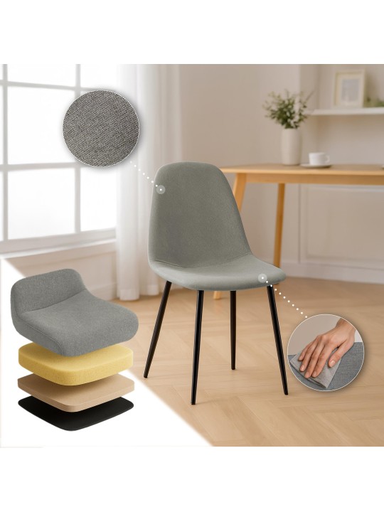 Lot de 4 chaises de salle à manger tissu Napier, gris clair Lot de 4 chaises de salle à manger tissu Napier, gris clair