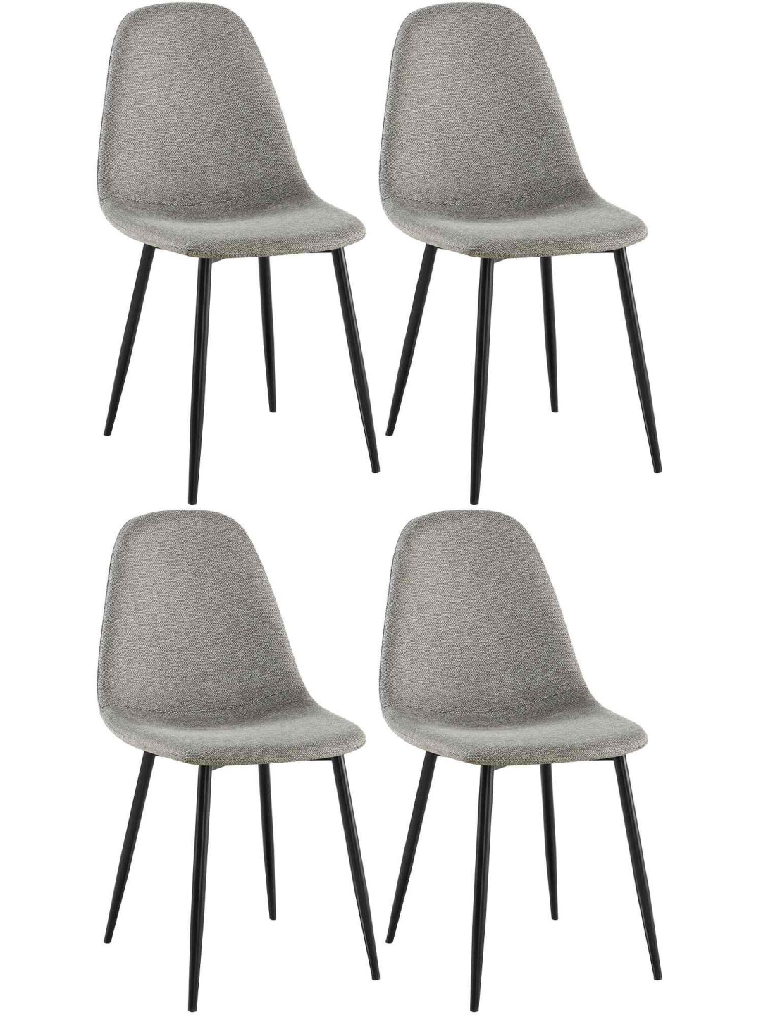 Lot de 4 chaises de salle à manger tissu Napier, gris clair